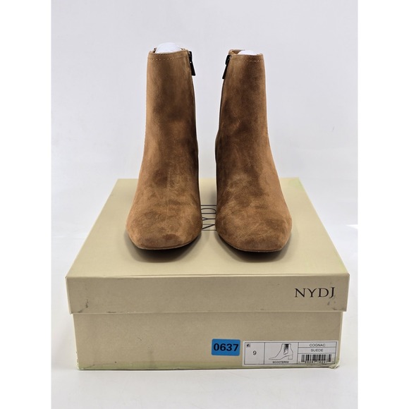 NYDJ Women's Brown Suede Leather‎ Scooter Chelsea Boots Square Toe Size 9 M NEW - Picture 2 of 13